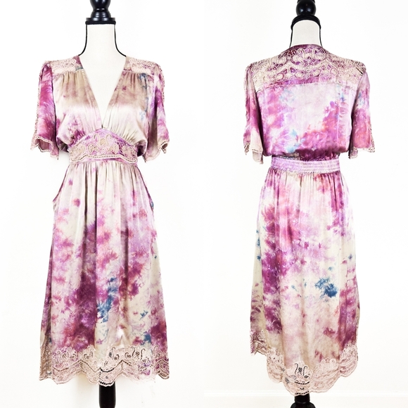 🦋LAST🦋 NWT Tulle and Batiste Lucy Silk Midi Dress Amethyst Size XS